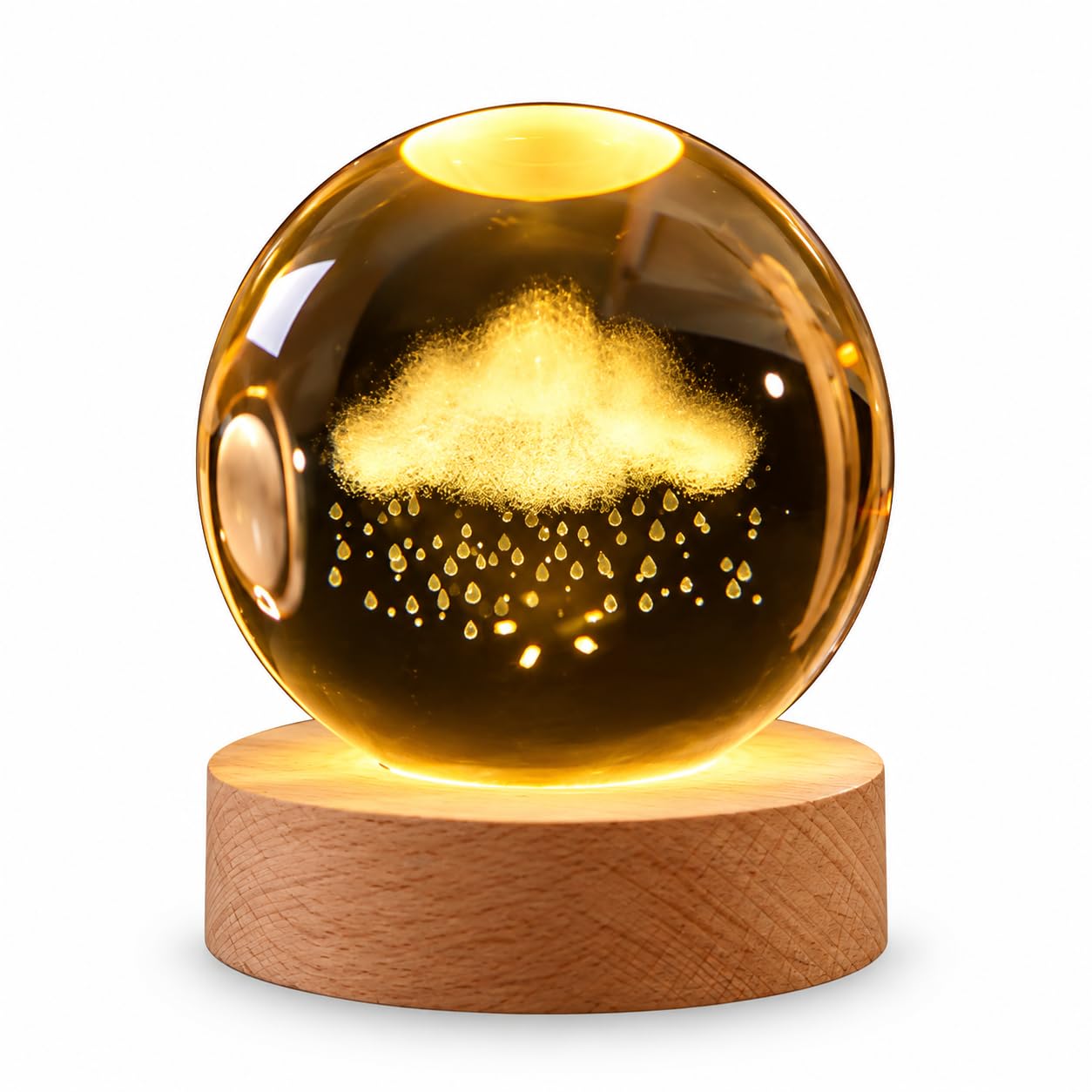 Meditating Hanuman Crystal Ball Lamp - USB LED -19