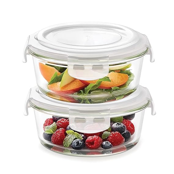 Borosil Combo of 620ml Glass Klip and Store Containers with Lid(Clear) - Set of 2