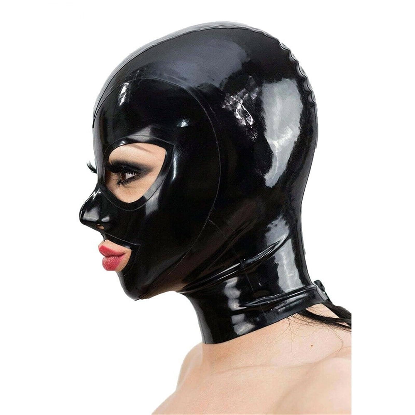 Máscara de Bondage SM Máscara de Látex Sexy Máscara de Fetiche de Esclavo Extremo Deja Agujeros para Respirar Máscara Completa de Goma Juegos Sexuales Máscara BDSM para Pareja Juego Oscuro Juegos(Norm