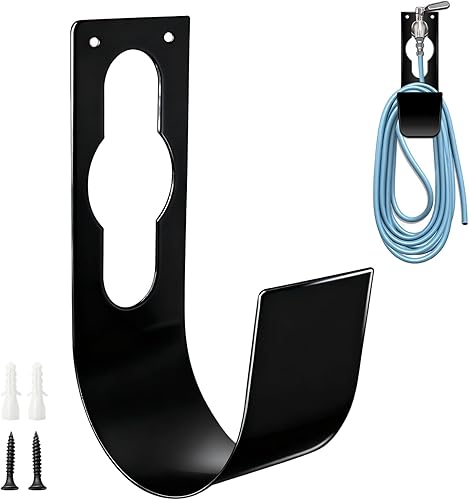 SupKing Soporte de pared para manguera de jardín, carrete de manguera de jardín resistente, ganchos de manguera de metal para almacenamiento de