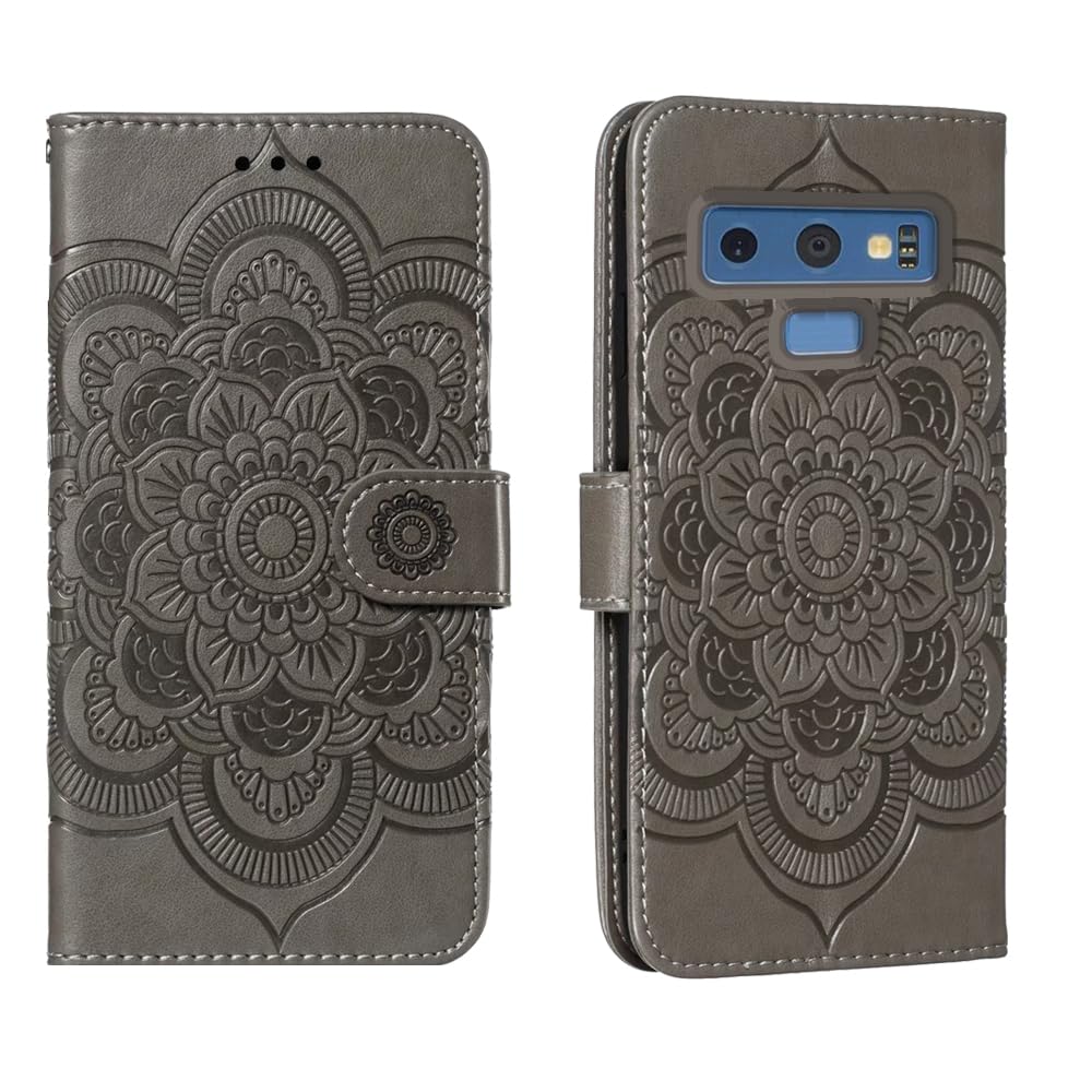 shingtomua for Samsung Galaxy Note 9 Case Wallet with Card Holder Kickstand Magnetic Soft Leather Flip Fold Case for Samsung Note 9 Cover (Gray)