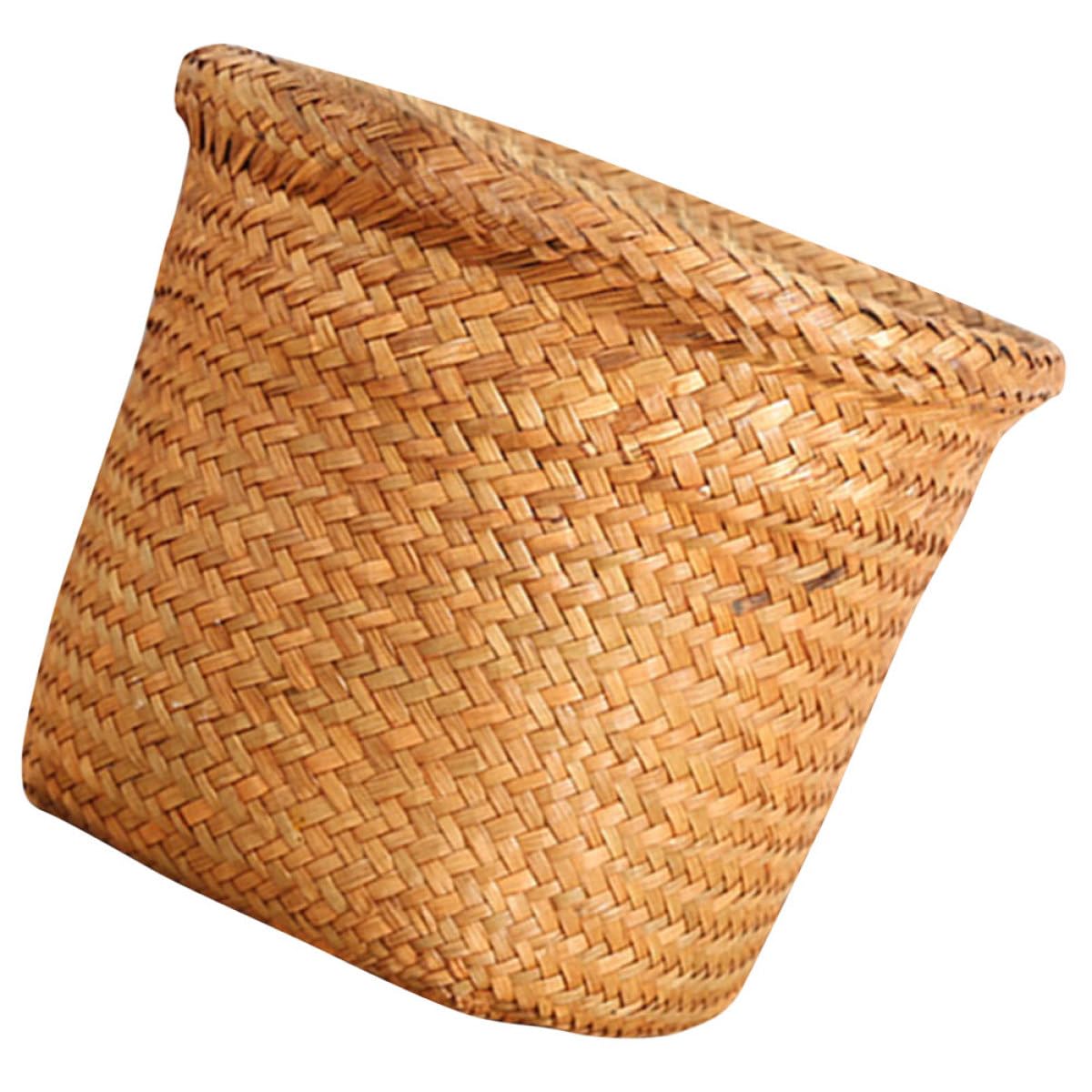 DOITOOL Cestino Intrecciato in Paglia Marrone Naturale per Raccolta Differenziata, Contenitore Multifunzione Pratico per Cucina e Bagno, Dimensioni Xl 24x20 Cm