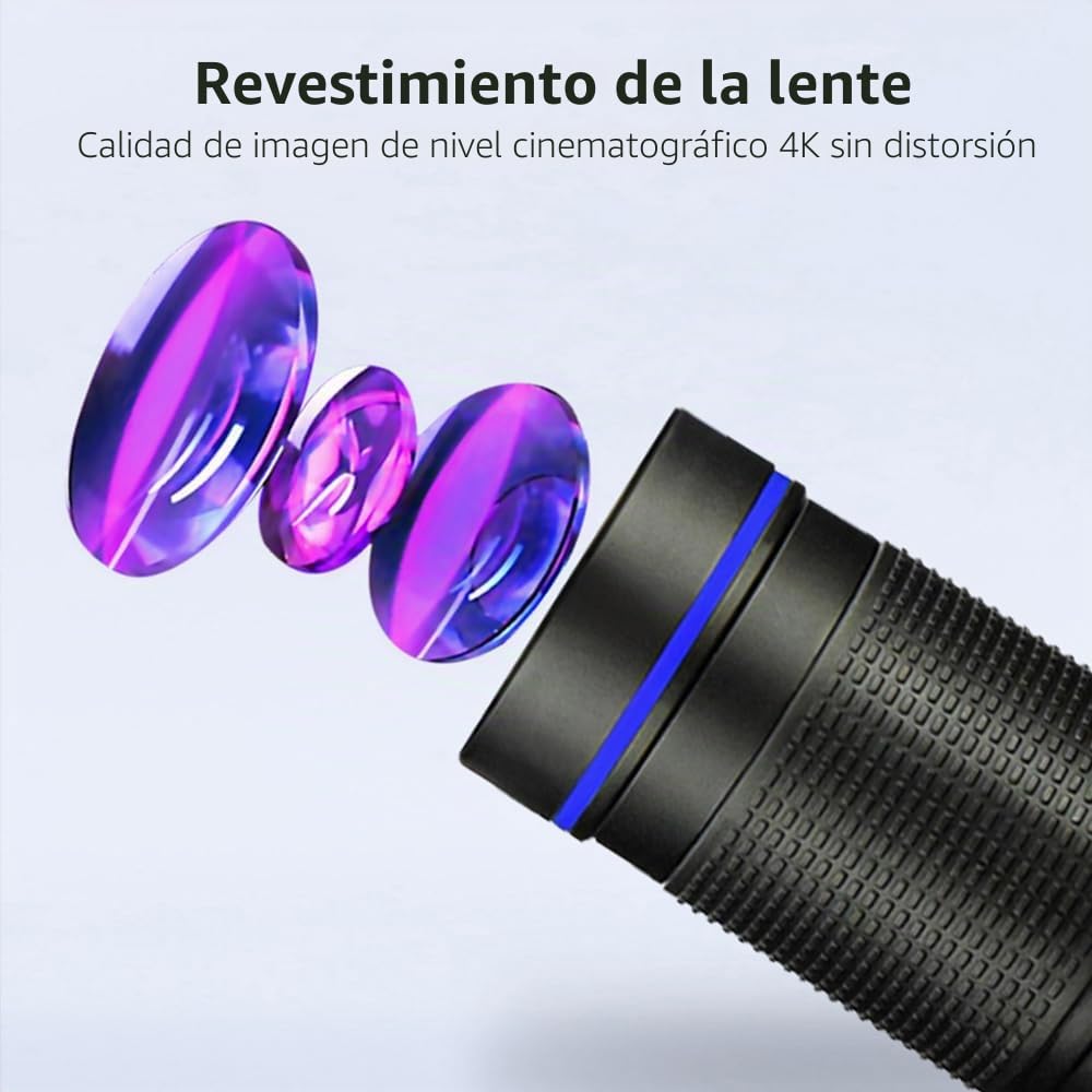 Teleobjetivo HD 36X para Teléfono Inteligente, Teleobjetivo para Teléfono Móvil con Mini Trípode, Lente de Cámara para Teléfono Móvil para Tomar Fotografías y Vídeos (Blue)