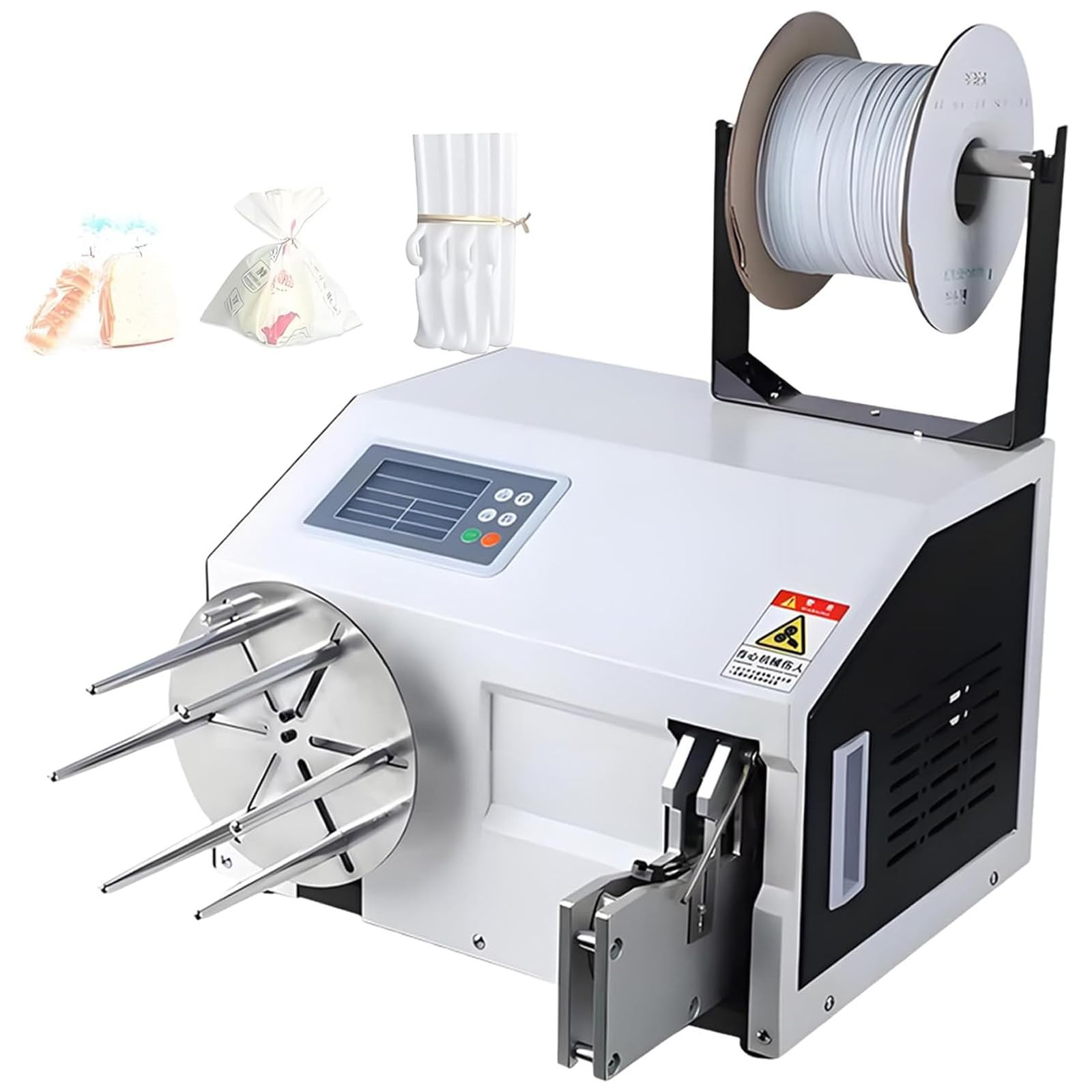 SENJINGHUA Automatic Twist Tie Machine,Gold Wire Sealing Bundling Machine,Bundling Equipment for Supermarkets Bread Toys,Wire Harness Binding Machine,Digital Screen Cable Tying Machine withwinding
