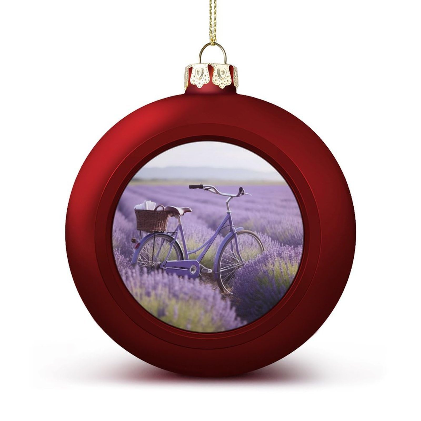 Lavender Field Bike Christmas Balls Ornaments for Xmas Christmas Tree 1.6" Hanging Shatterproof Xmas Balls Hanging Decor Pendants for Holiday Party Outdoor Indoor DIY Craft Supplies