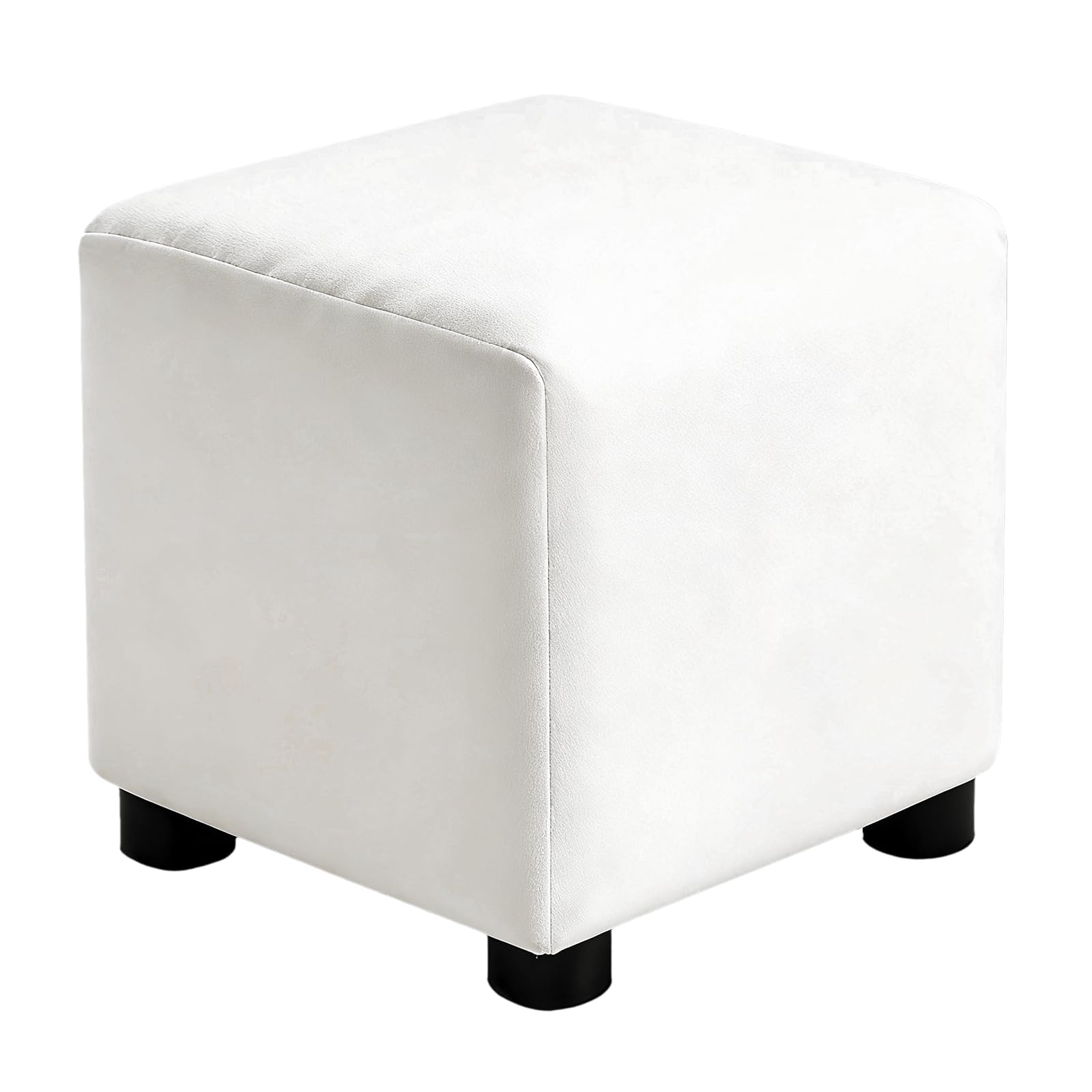 Housse de protection pour repose-pieds carré anti-tache extensible jacquard blanc