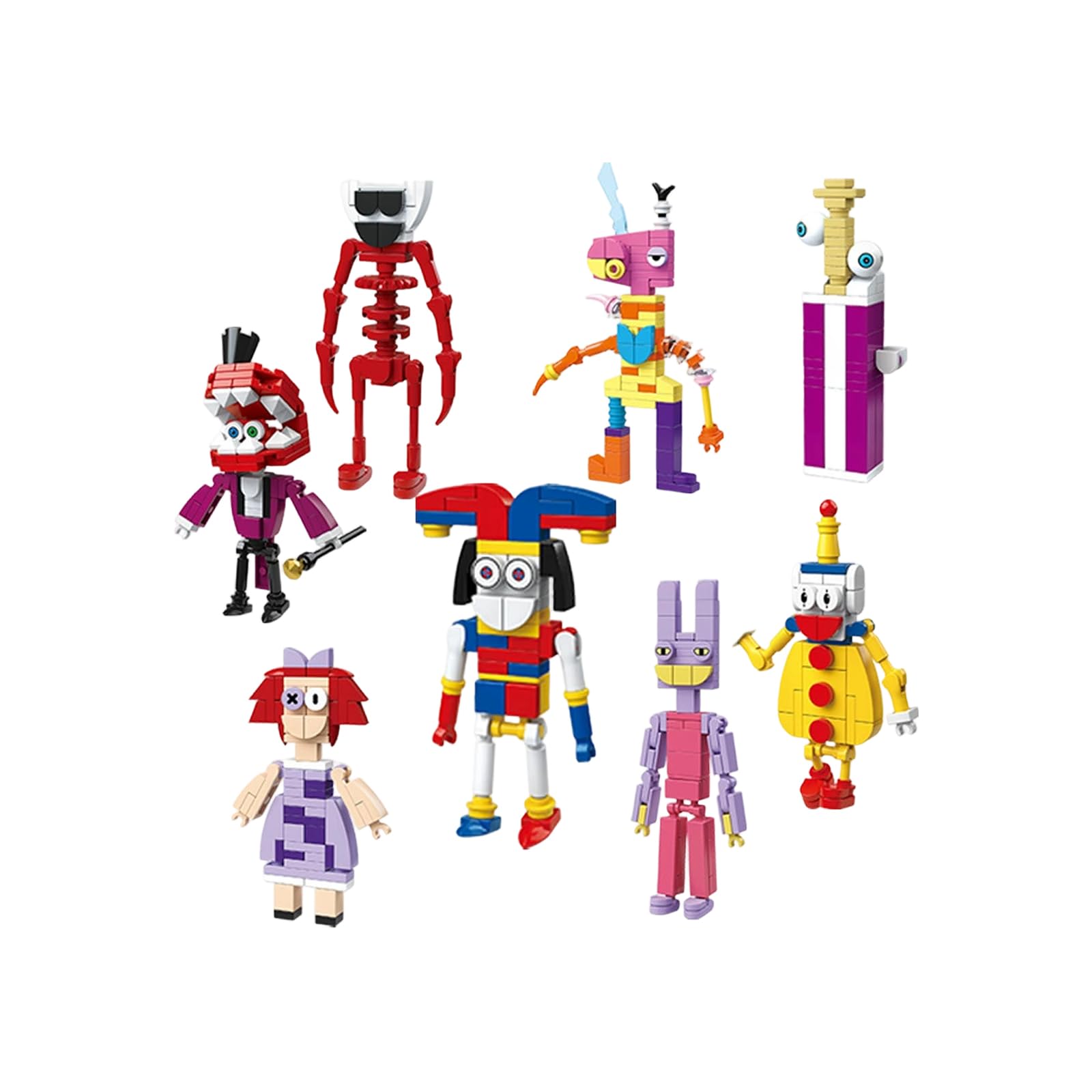 8PCS Circus Figure Toys Action Figure Movie Cartoon Circus Merch Character Figure Building Blocks Set Collectible Toy Bricks for for Fans Boys Girls A04