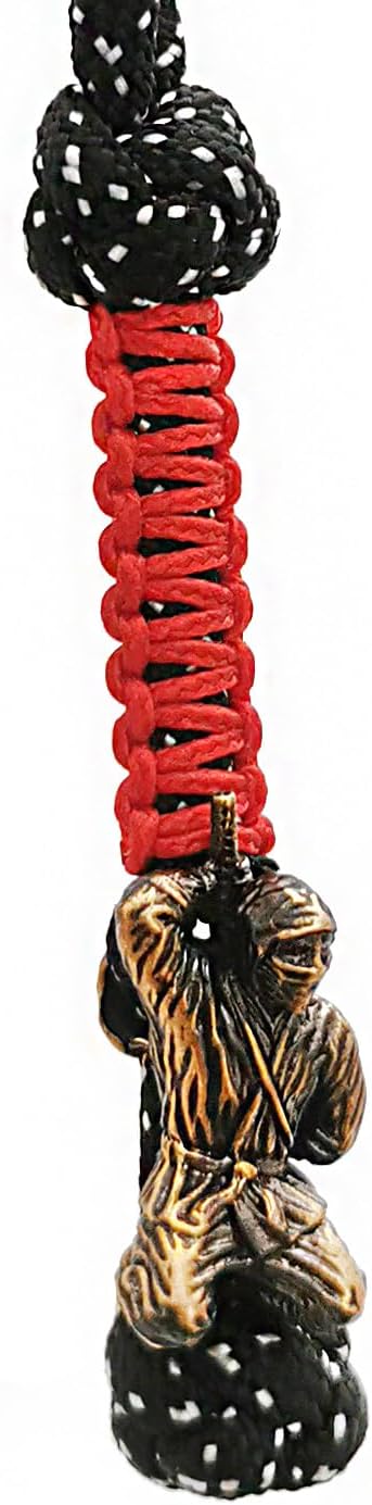 CooB EDC Paracord Knife Lanyard with Unique Hand-Casted Solid Metal Paracord Bead Pendant Knight, Warrior Collection. Hand Made Custom Paracord Lanyards (Ninja Shinobi)