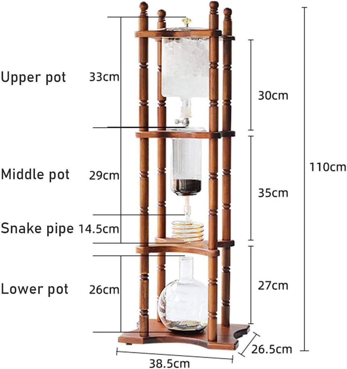 3000ml Cold Brew Coffee Maker, Detachable Commercial Ice Drip Coffee Tower With Stainless Steel Regulator, 23-25 Cups Ice Coffee, for Home, Office, Coffee Shop