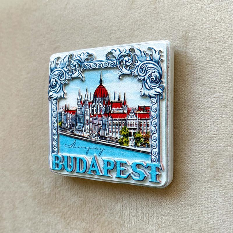 Imán decorativo Budapest Parlamento diseño azul y blanco miniatura 4