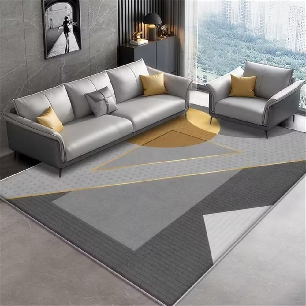 Tapis fin durable motif abstrait gris lavable pour bureau et salon