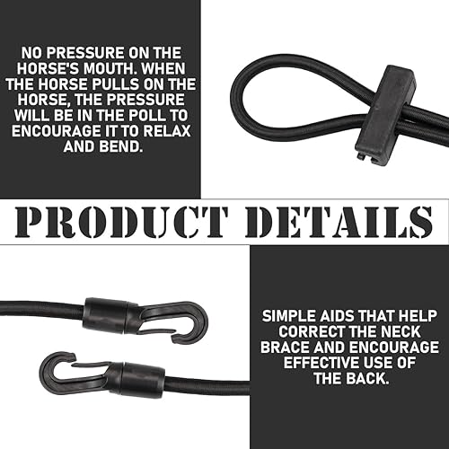 Miniatura 3 de Cuerda de entrenamiento de riendas de caballo ajustables, estirador elástico de cuello de caballo, riendas de nailon para caballos (118 pulgadas de