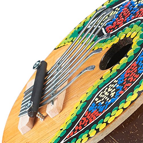 VIDOO Kalimba 7 Key Finger Piano Painted Coconut Shell Mbira Likembe Thumb Piano
