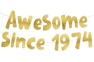 1974 Birthday Anniv Gold Glitter Banner