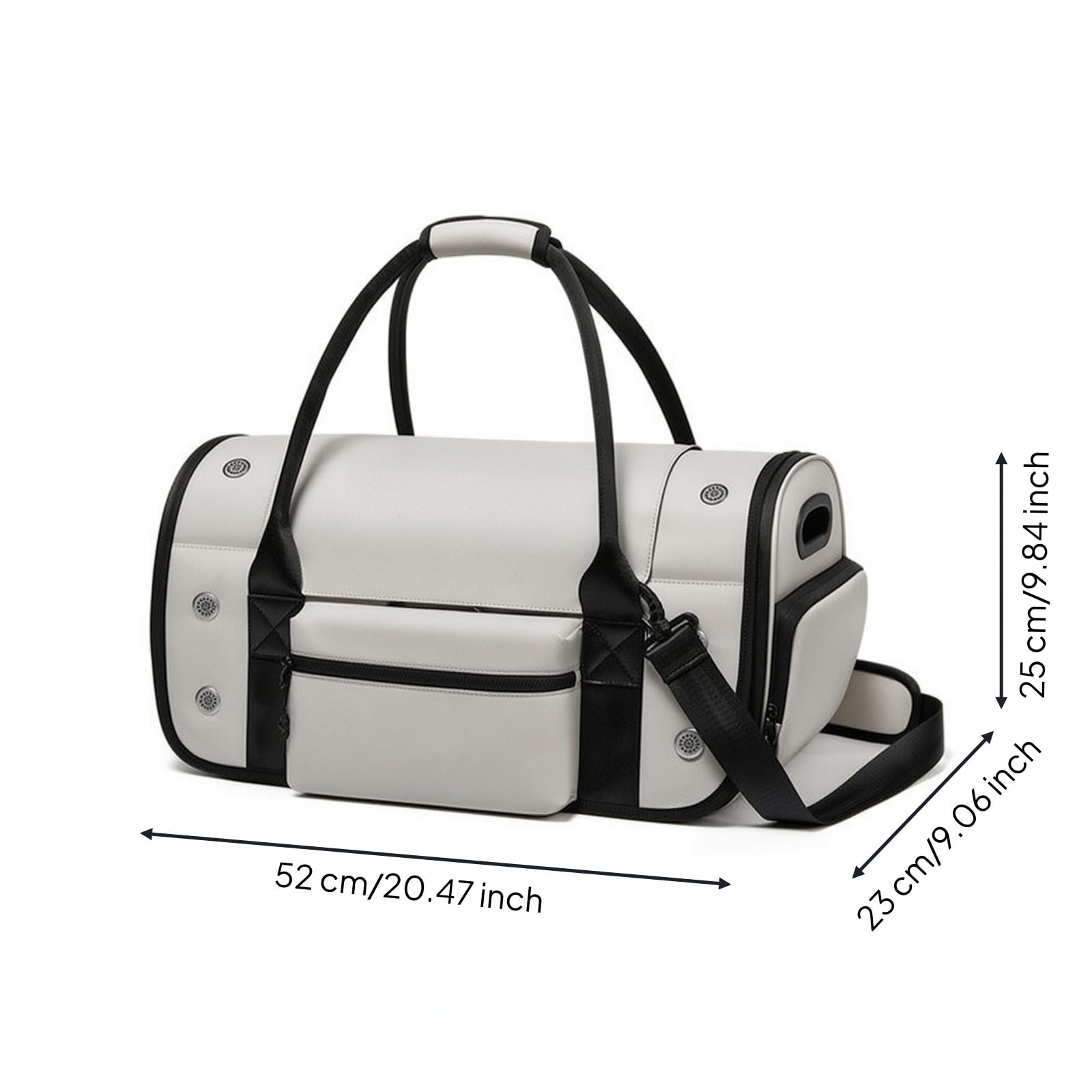 Transportín con Correa Hombro Plegable Transportadora con Correa Hombro Ventilado Bolsa Bolsillos para Perros Pequeños, Gatos, Viajes, Avión, Array, Blanco Arroz, 20 Pulgadas