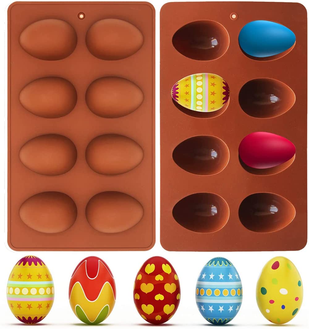 ELECDON Egg Shaped Silicone Baking Mold, Non Stick Egg Chocolate Candy Molds, Silicone Egg Mold for Day DIY Candy Chocolate Jelly Fondant Making Soap Making (1 PCS, Chocolate Color)
