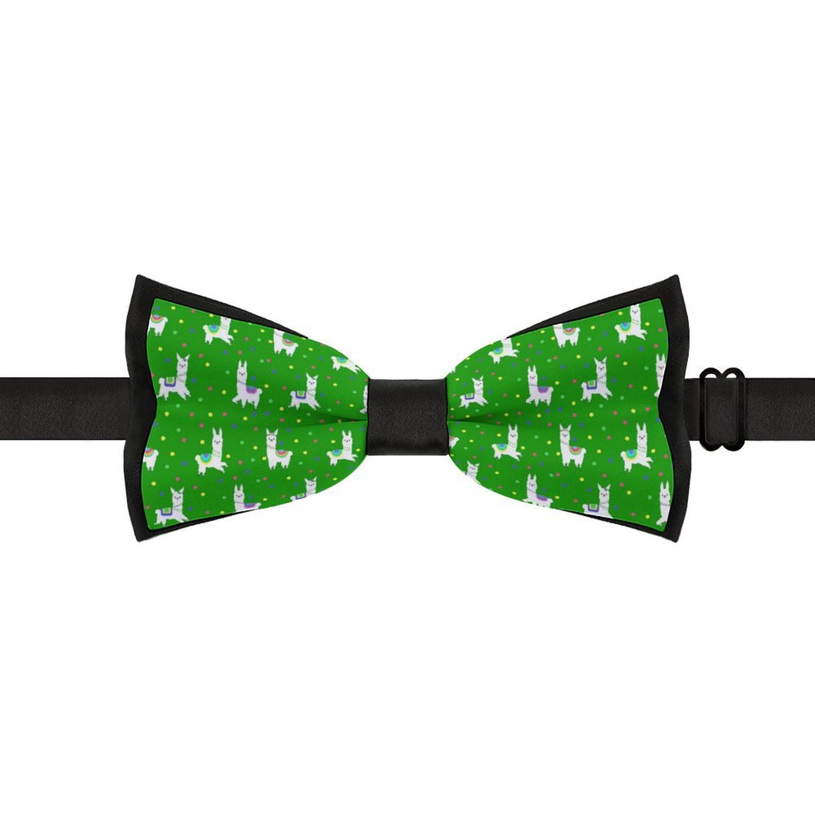 Cute Alpaca And Colorful Dots Bow Tie for Men Adjustable Necktie Funny Tie Neck Ties for Weddings Party