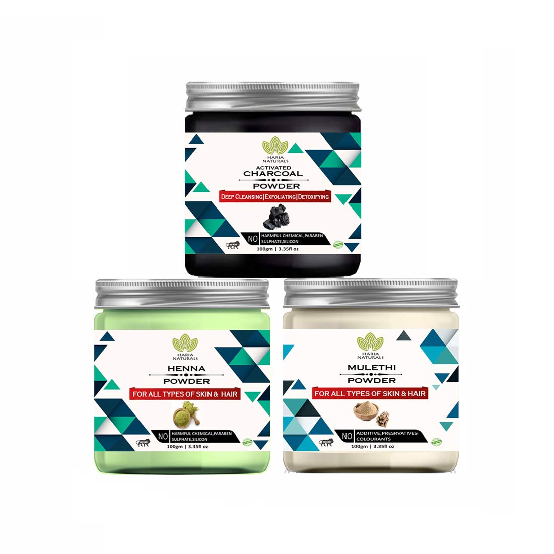 100% Pure & Naturals Charcoal Powder 100gm & Henna Powder 100gm & Mulethi Powder 100gm (Pack Of 3) 300GM-image-44