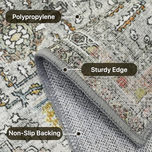 GENIMO 2x10 Non Slip Hallway Runner Rug, Machine Washable, Thin & Low Pile Lightweight for Kitchen, Laundry, Entryway, Bedroom & Living Room