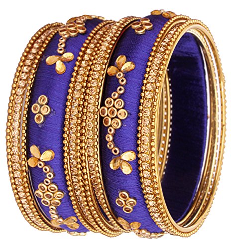 Image of NMII Get your traditions Valentine Gift for Girls & Women Silk Thread Bangle Set With Zircon For Womne & Girls