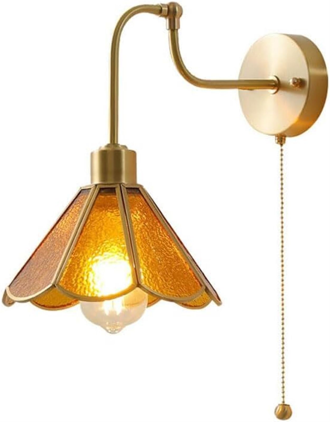 ASerZenith Led Wall Sconce, Brass Rust Proof Lamp Body Wall Lamp,Brown Lampshade Indoor Wall Mounted Light