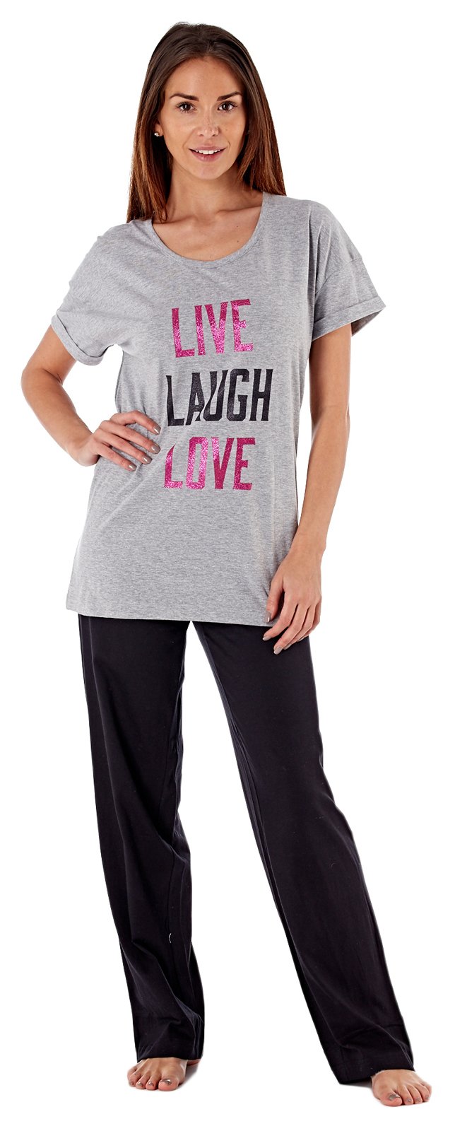 Lora Dora Womens Slogan Nightwear Grey 8-10