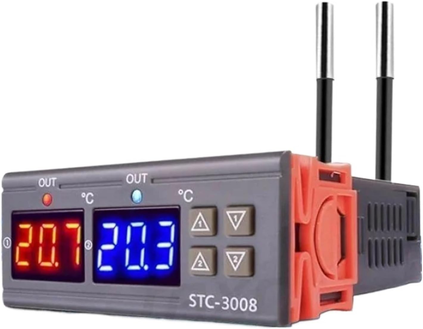 Dual Digital Temperature Controller Thermostat Thermoregulator Incubator Relay LED 12/24V 220V Heater Cooler Dual Probe STC-3008(AC110-220V)