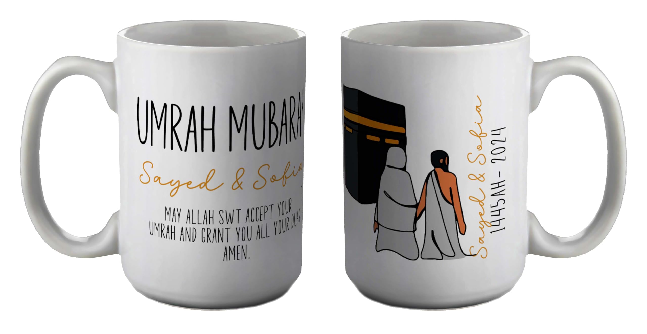 Shopagift Personalised Umrah Mubarak Mug Mecca Hajj Dua White 15oz Large Ceramic Cup
