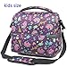 FlowFly Double Decker Cooler Insulated Lunch Bag Large Tote for Boys, Girls, Men, Women, With Adjustable Strap (Purple-Unicorn)