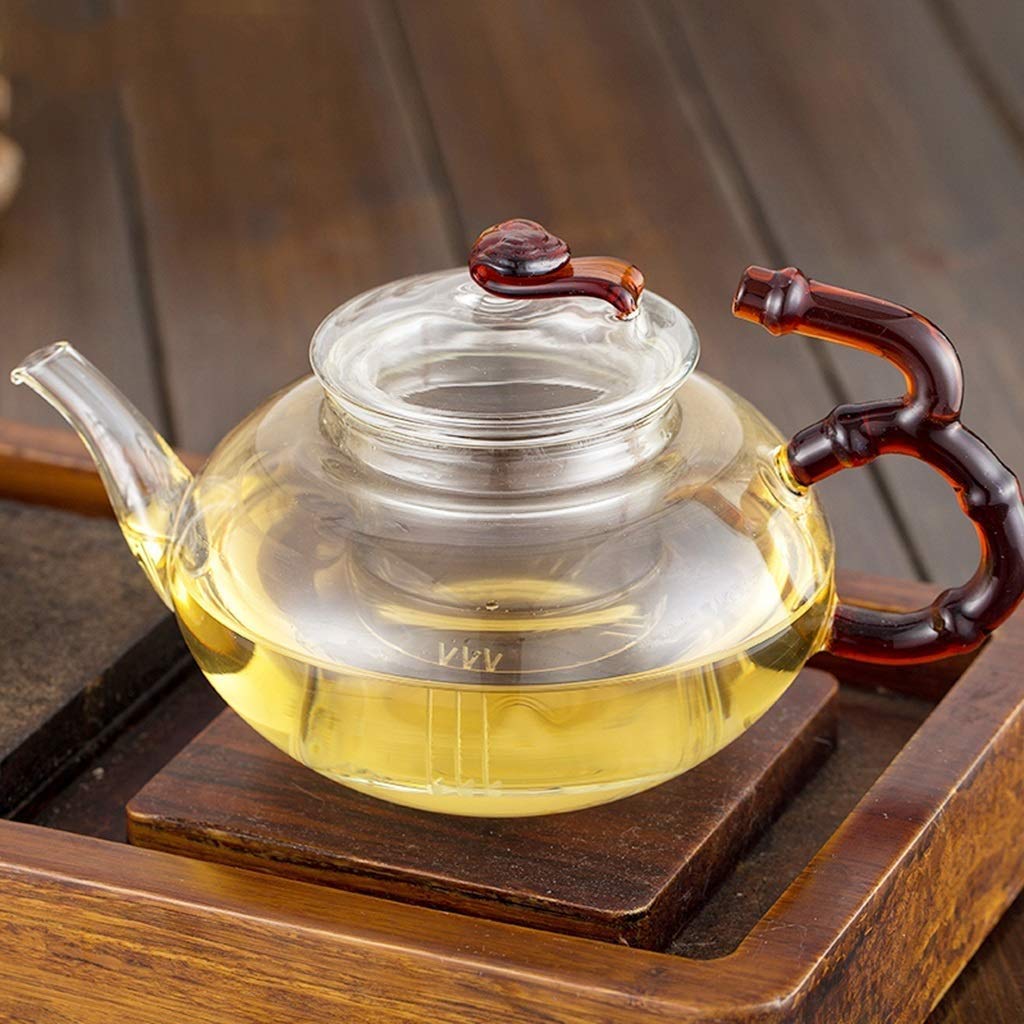 MopoqThick Glass Tea Set Flower Jar Glass Teapot Heat Resistant Green Teapot Teapot Health Pot