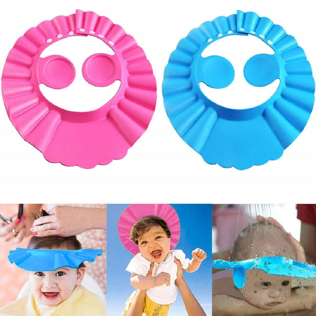 vin® baby shower cap bathing cap - 2 pcs soft adjustable visor hat safe shampoo shower bathing protection bath cap for toddler, baby, kids, children