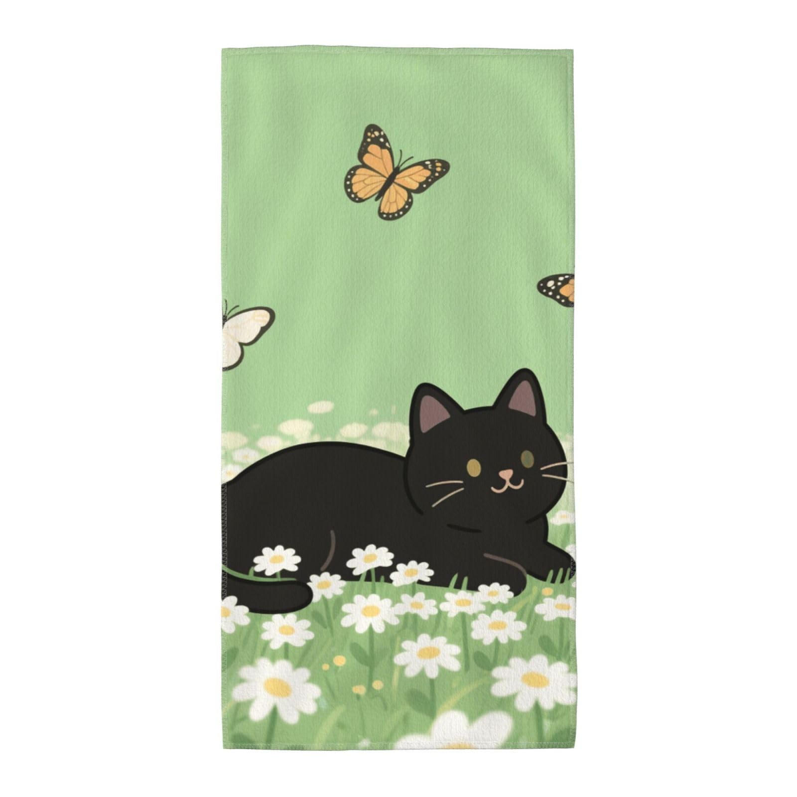 FekiLoot Absorbent Hand Towels 13.8"X27.5" Decorative Bathroom Towel Soft Microfiber Face Towel Cat Kitten Daisy Dish Kitchen Towels for Bathroom Kitchen Hotel Spa Bath Towels