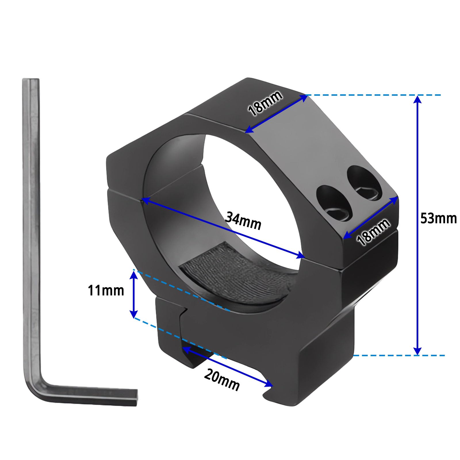 2 Pezzi Anello di Montaggio per Mirino, Anelli di Montaggio for Cannocchiale in Lega di Alluminio, Medio per Guida Picatinny, Adatto per Tubi con Diametro