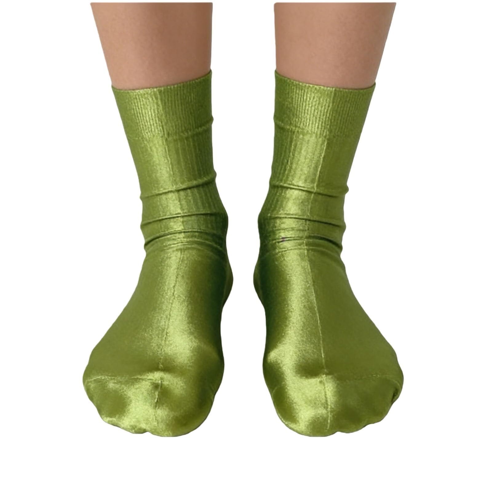 CKryzillix Metallic Silk Sock, Elegant Luxury Shiny Metallic Foil Socks, Soft Ribbed Fit, All-Season Temperature for Unisex(Green)