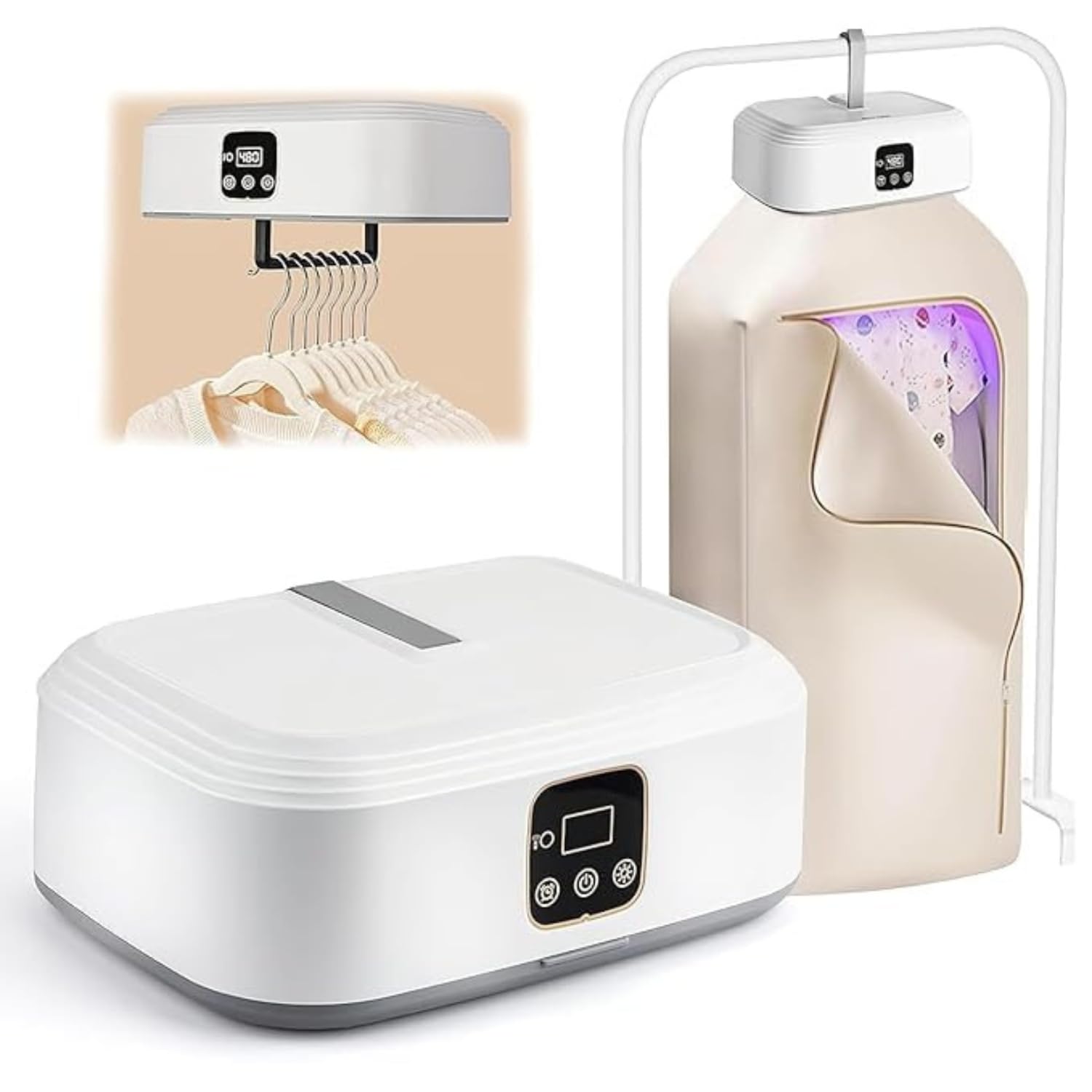 Smart Electric Clothes Dryer with UV Sanitizer | Dual Mode Fast Drying with PTC Ceramic Heating | Digital Display Portable Dryer for Delicate & Regular Fabrics (White)-image-35