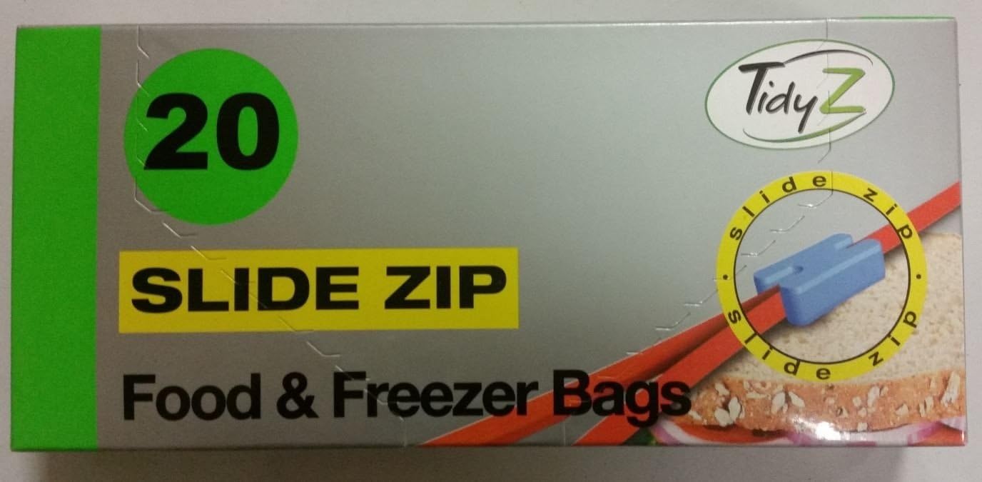 3 X Tidyz Sandwich Bags Slide Zip Food & Freezer Bags Ultimate Strength 17 X 19 cm - 20 Bags