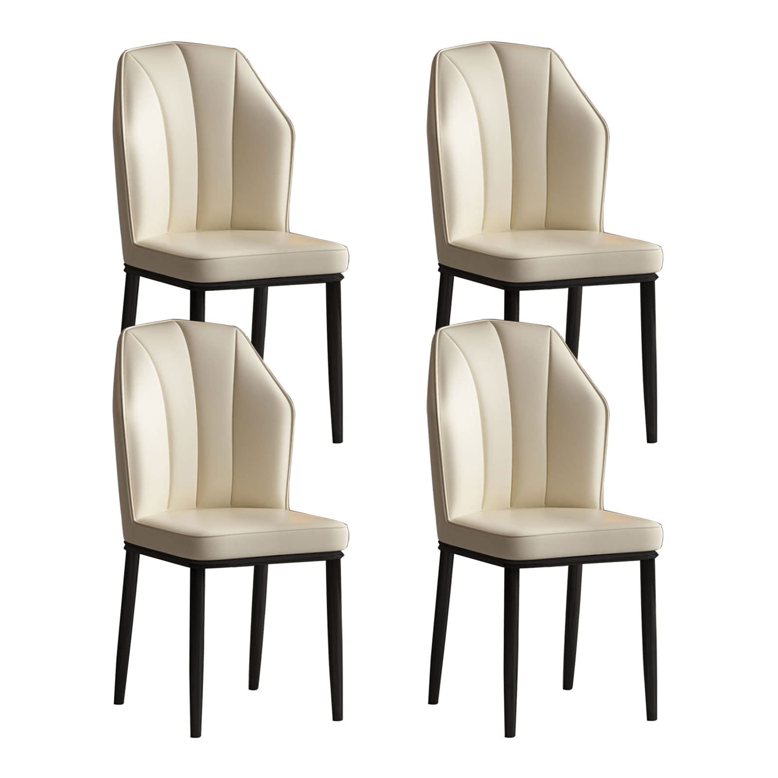 SJIALEN Modern Dining Chairs Set of 4, Kitchen Living Room Carbon Steel Legs Dining Chair Water Proof PU Leather Side Chair Kitchen Chair (Color : White, Size : 45x43x88cm)
