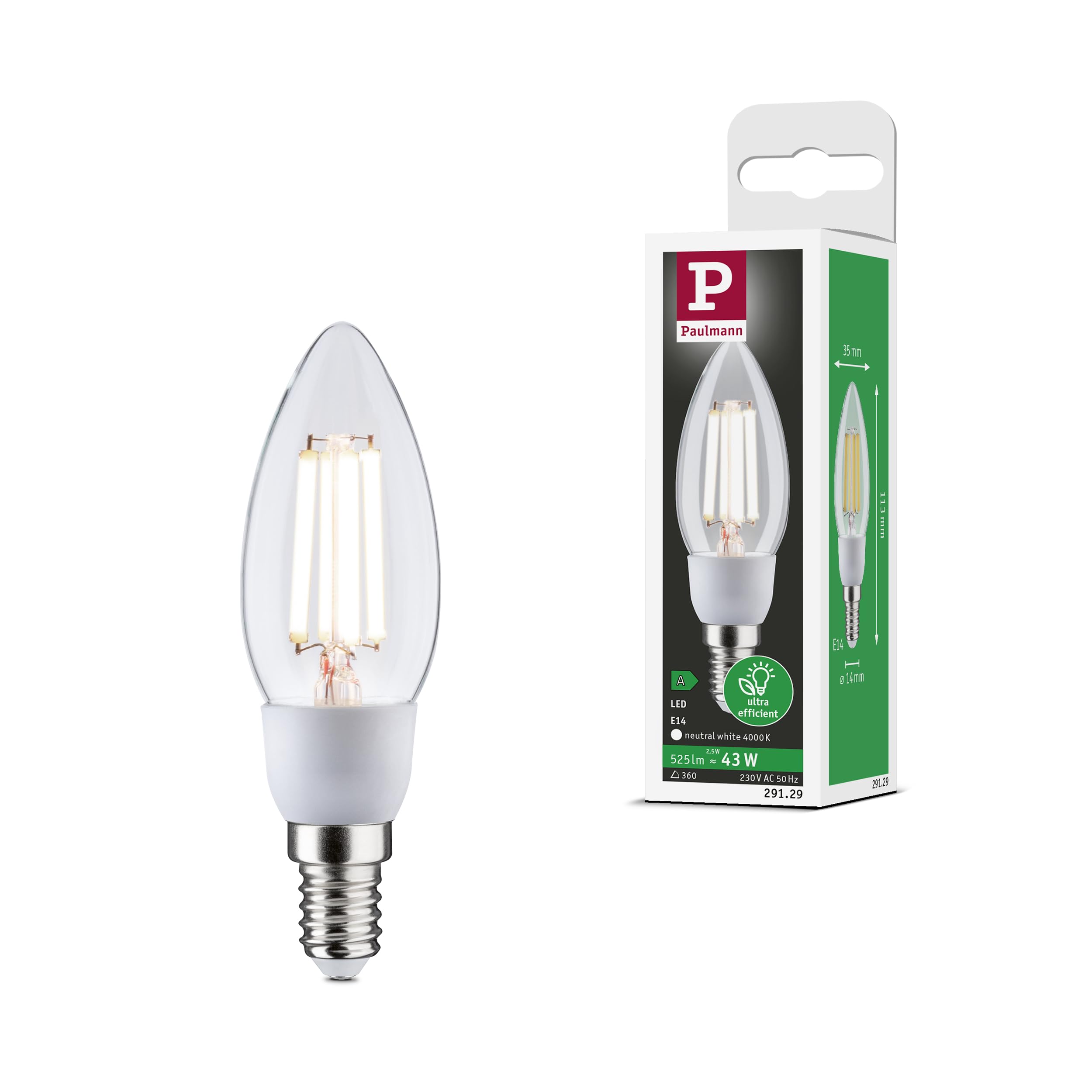 Paulmann Eco-Line Led Candle E14 2.5W 525Lm 4,000K
