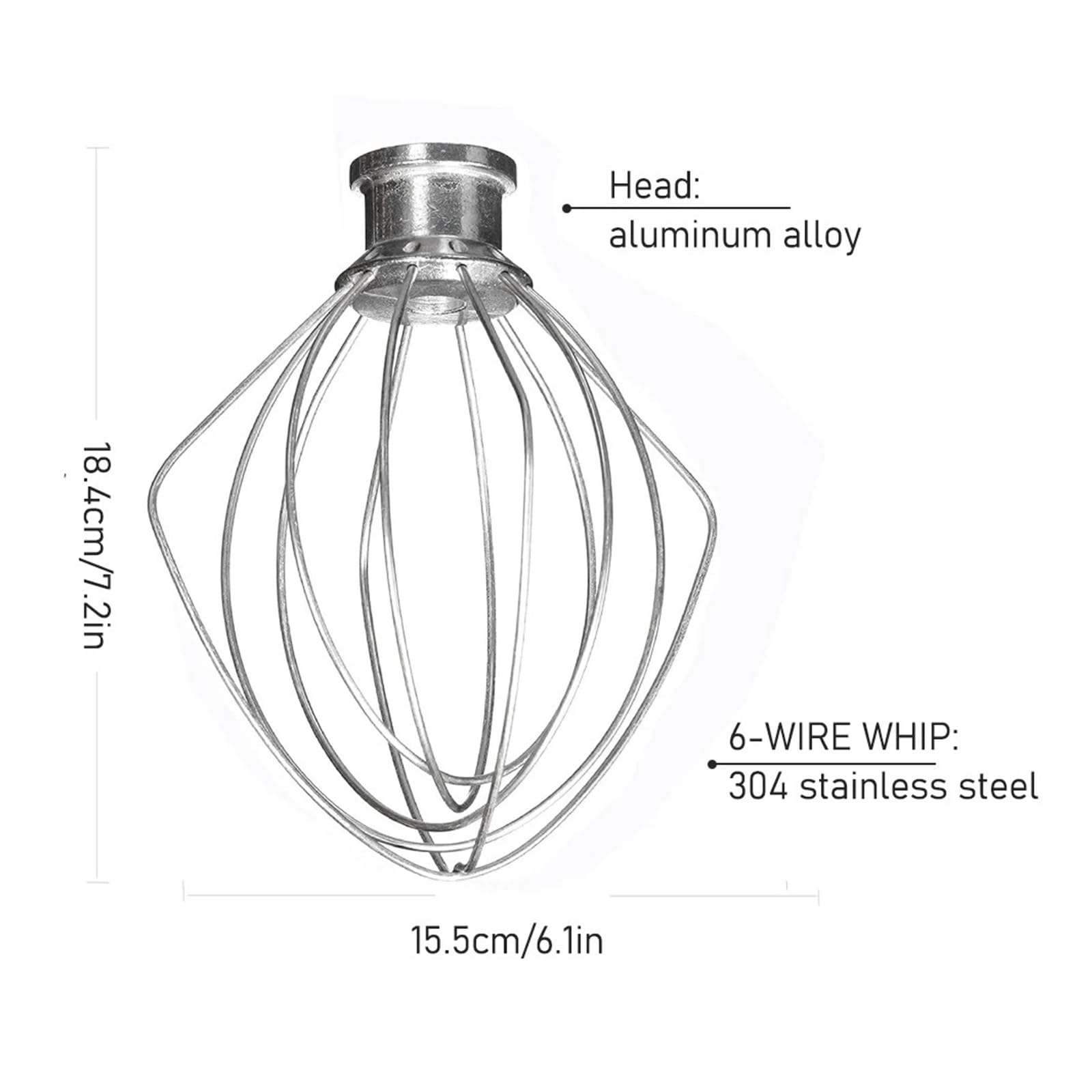 Fouet En Fil D'acier KN256 For Mélangeur À Bol Relevable, Bol De 6 Litres, Fouet À 6 Fils, Compatible Avec Les Modèles Professional 600, KP26M1X, KD2661X, KP2671