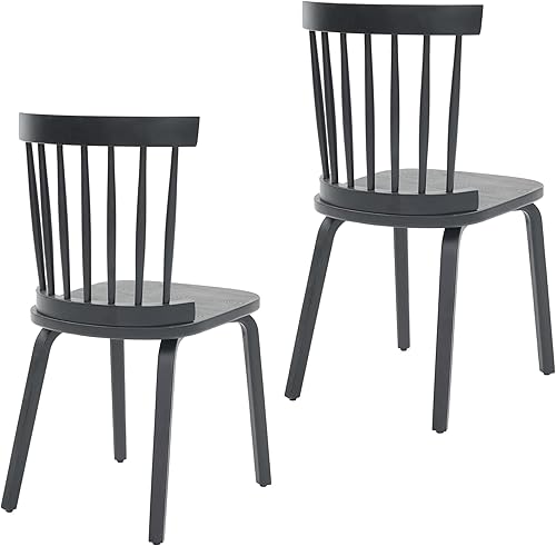 Miniatura 3 de 2-Pack Black Farmhouse Spindle Back Wooden Dining Chairs - Mid-Century Modern French Country Style