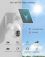 Vista 3 de ANRAN Cámara de seguridad 2K inalámbrica para exteriores, cámara solar para exteriores con visión de 360°, sirena inteligente, focos, visión