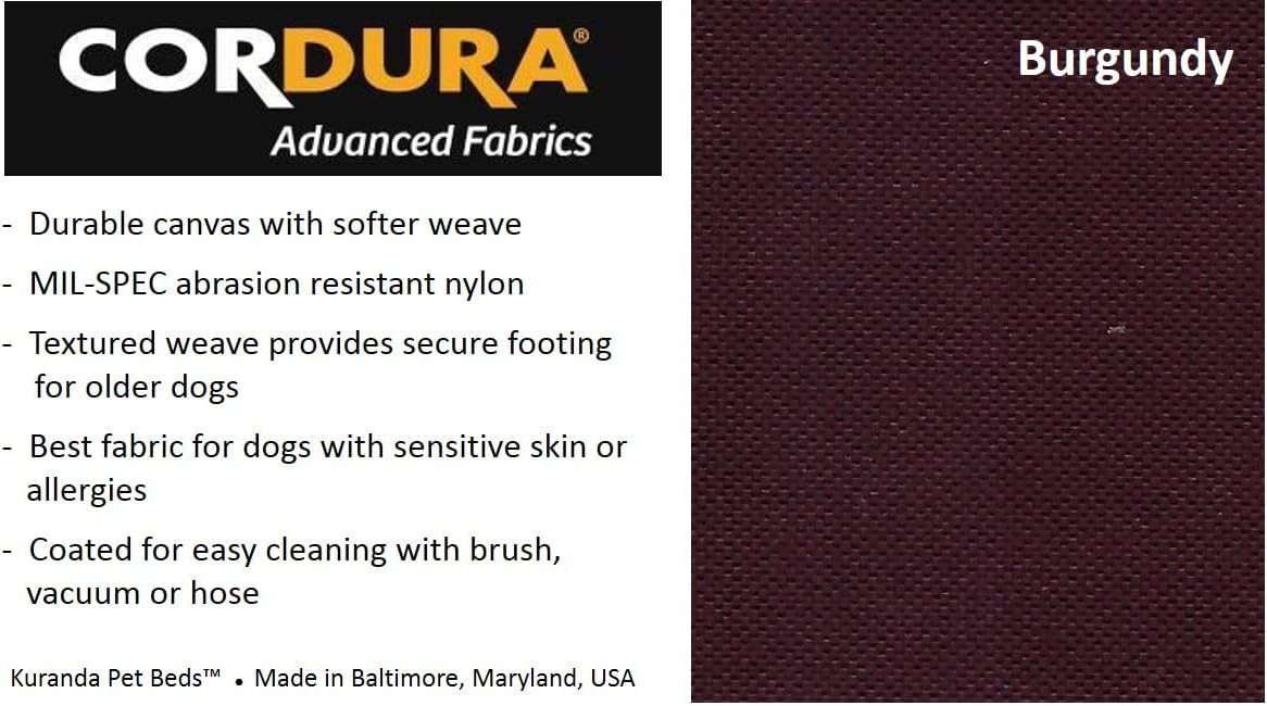 Kuranda Elevated Indoor Bed - Walnut PVC - X-Large - 44" x 27" - Cordura - Burgundy