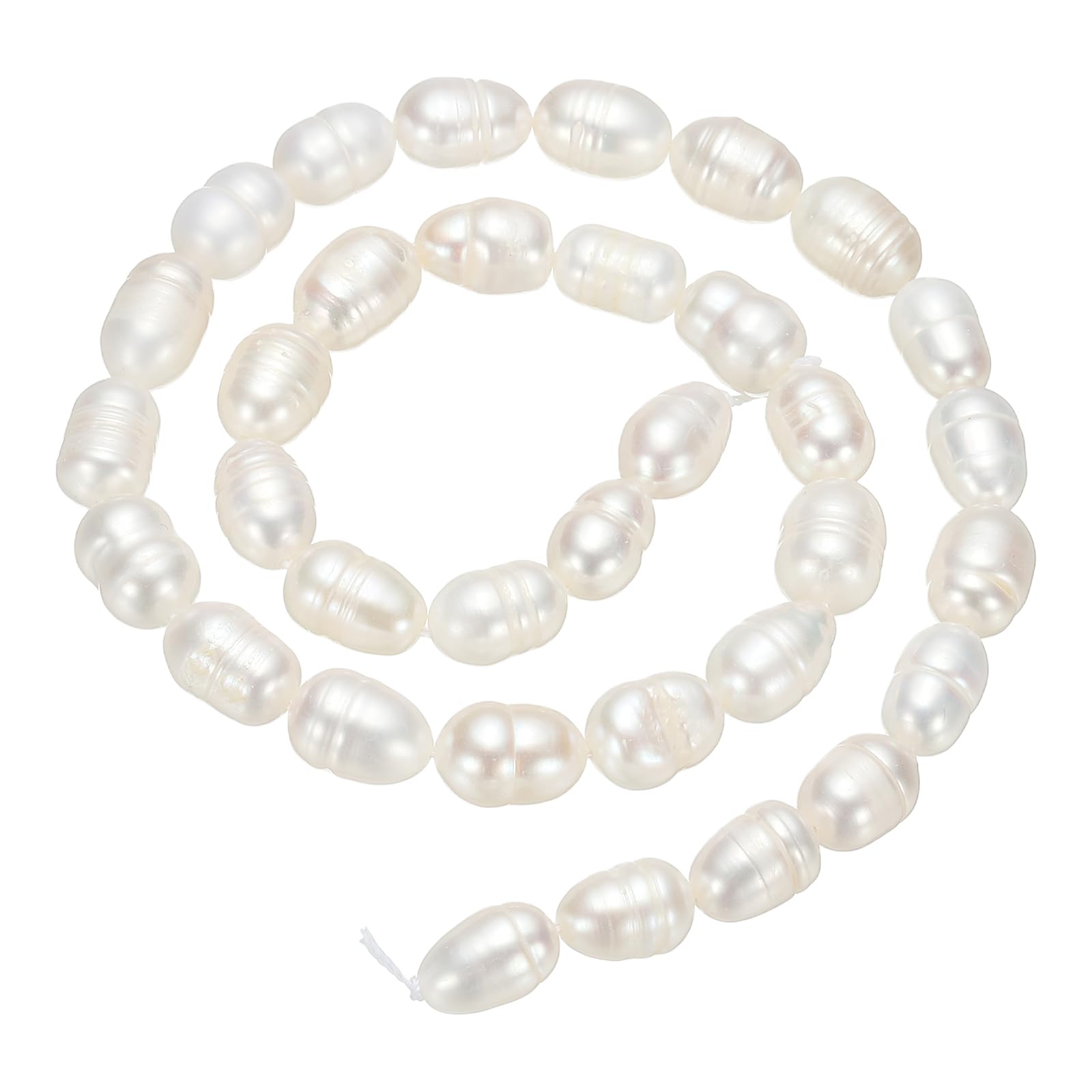 sourcing map Freshwater Pearl Beads, 6-7mm Rice Shape Gemstone Beads 0.8mm Hole Pearl String for DIY Necklace Bracelet Chain Earring Jewelry Making, Beige White