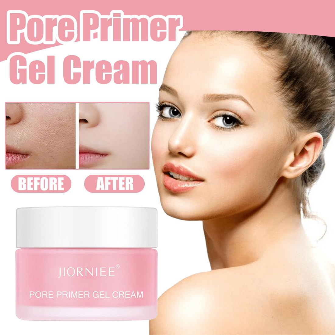 Pore Primer Gel Cream - Crema base de maquillaje nutritiva | Crema de gel para rellenar los poros para una piel suave | Crema base de maquillaje con niacinamida | 2 x 30 ml