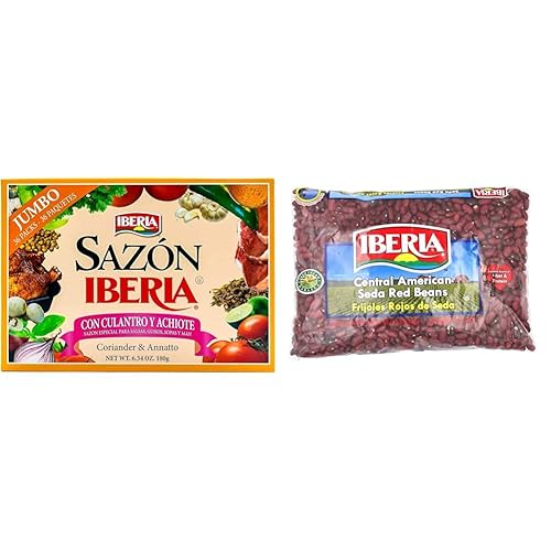Sazon Iberia con cilantro y achiote 6.34 onzas (36 paquetes) + frijoles rojos Iberia Centroamericanos Seda Frijoles Rojos de Seda, 1.5 libras