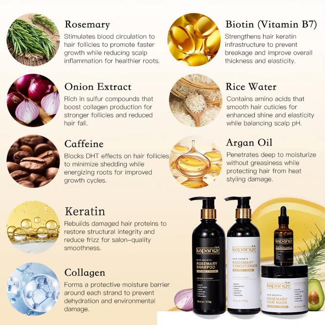 Rosemary Shampoo, conditioner, hair mask and oil set