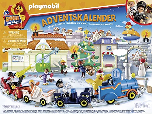 PLAYMOBIL Adventskalender 70901 Duck ON Call - Adventskalender für Kinder, Inkl. Spielzeug-Lok mit Waggons, Spielzeug… – Bild 4