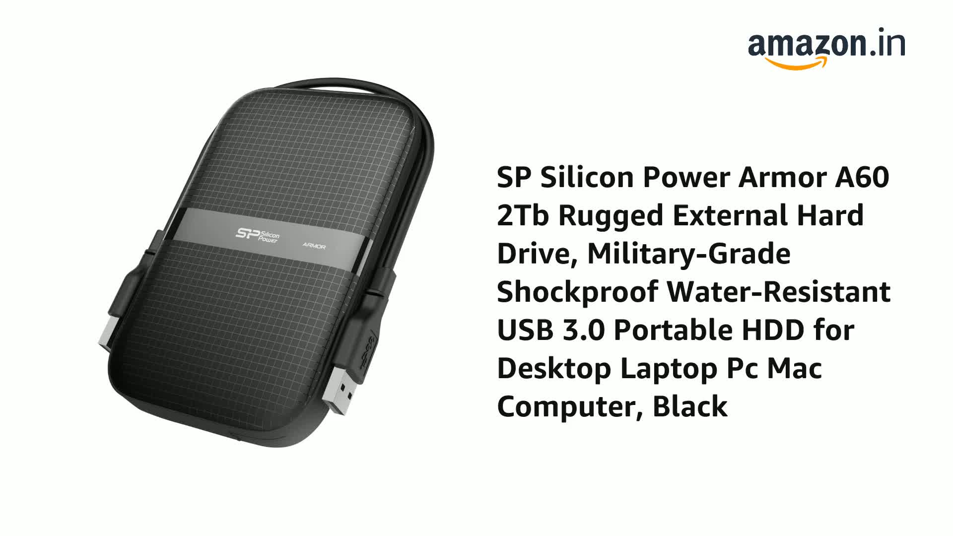 SP Silicon Power Armor A60 2Tb Rugged External Hard Drive