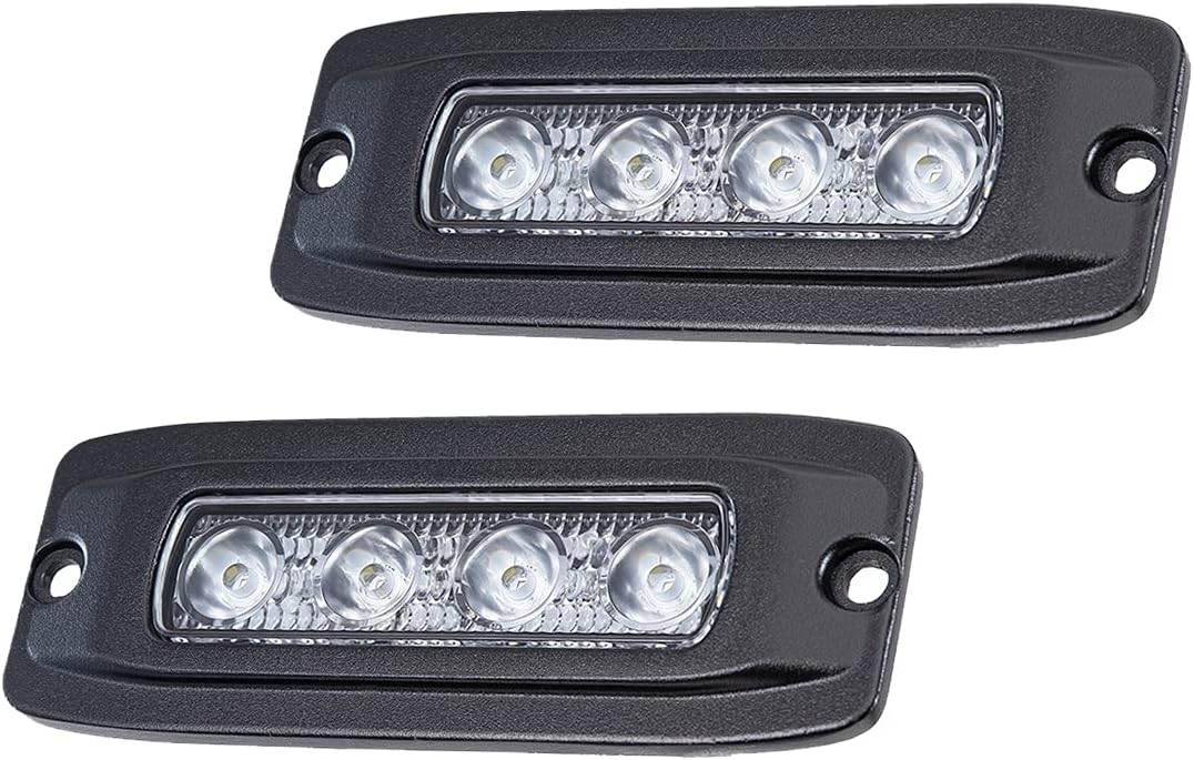 Raycharm 6.3" Flush-Mount Off-road LED Light Bar, 6000K Cool-White, 90° Wide Flood Beam, Reverse & Backup Light for Jeep, Truck, UTV, ATV, IP68 Waterproof/Shockproof, 12V/24V, 2-Pack