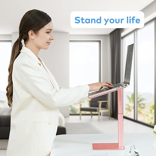 Miniatura 2 de Soporte ergonómico de aluminio para laptop, altura ajustable de 7 a 15 pulgadas, elevador de computadora portátil sentado y de pie para portátil de
